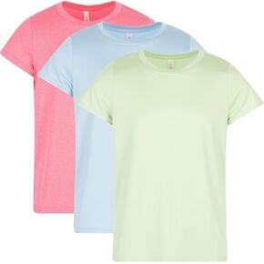 Girl's Athletic Shirts 3 Pack Crew Neck Short Sleeve Tees Summer Active Tops for Teen Girls Soccer & Sports Tshirts for Teens