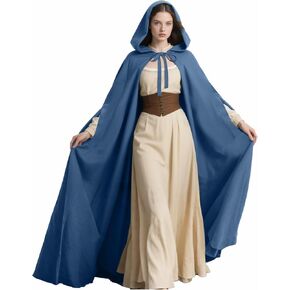 عباءة Joukavor Renaissance with Hood Women Cape Medieval Cape مع ثقوب الذراع لهالوين