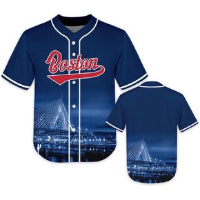 Baseball City Night Skyline Jersey Shirt Printing Apparel for Kid Fans Uniform Gifts S-L