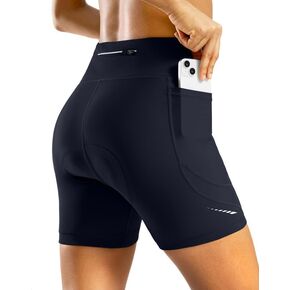 Bikewa Women's 4D Padded Bike Shorts High Waist Cycling Underwear for Women Road Bicycle Biking Shorts with Zipper Pockets