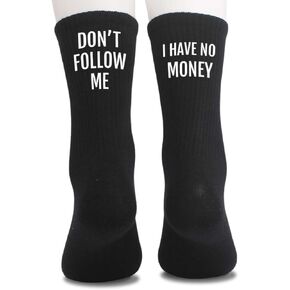 Novelty Funny Cool Socks for Men Women, Don't Follow Me, Lost Socks, Black Socks for Men, Funny Quirky Gifts for Father Friends BFF Men Women. (018)