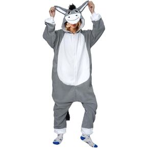 Grey Donkey Costume Adult, Womens Onesie Pajamas, Halloween Costume