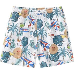 AMIYAN Mens Swim Trunks Hawaiian Beach Shorts Quick Dry Board Shorts Bathing Suits Swimwear with Mesh Lining Pockets