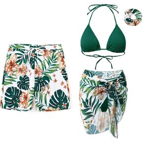 PATPAT Matching Swimsuits for Couples - Spaghetti Strap Bikini Set or Swim Trunks Bathing Suits Hawaiian Beach Swimwear