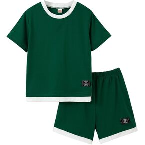 Boy's T-Shirt and Shorts Set Summer Outfits Solid Short Sleeve Children Two Pieces Clothing Sets