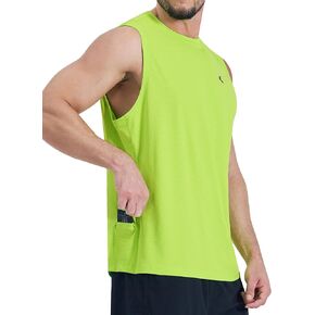 KPSUN Men's Quick Dry Workout Tank Tops Sleeveless Gym Muscle Shirts Fitness Running Athletic Swim Shirt with Side Pocket