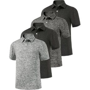 Ullnoy Boys Short Sleeve Polo Shirt Moisture Wicking Golf Shirt Kids School School Camp قمصان موحدة الأولاد 4 حزمة