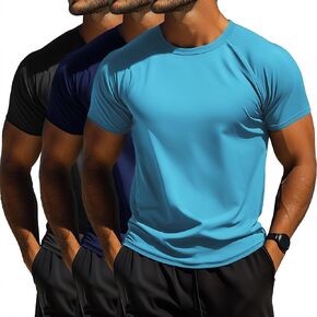 Huukaey 3 Pack Men Men's Big and Tall Twis ، UPF 50+ حماية من أشعة الشمس حارس شاطئ الجاف الجاف قمم مياه الصيد