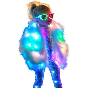 SHINYOU Girls Winter Warm Coat Faux Fur Coat LED Light Up Jacket Chirstmas Costume Glow in Gift