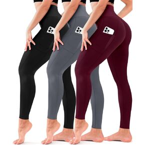 3 Pack Leggings for Women-No See-Through High Waisted Tummy Control Yoga Pants Workout Running Legging