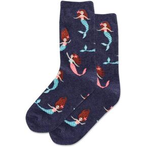 Hotsox Kid's Mermaid Crew Socks 1 Pair, Denim Heather, Kid's Large/Extra Large