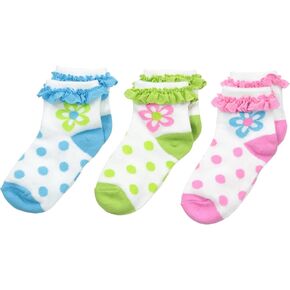 Jefferies Socks Big Girls' Daisy Eyelet Anklet Socks Triple Treat 3 Pair Pack