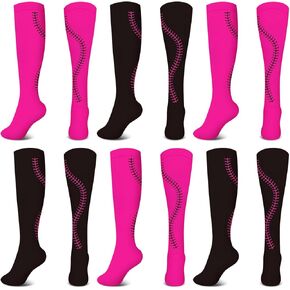 Xtinmee 6 أزواج فتاة Softball Socks Neon Pink Sport Sock Gifts for Girls Team Stuff