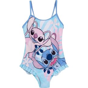 Disney Girls Stitch Swimming Costume Angel Swimsuit One Piece Kids Swimwear Beach Pool