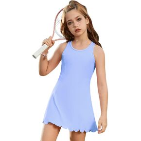 Jxstar Girls Tennis Dress Sleeveless Golf Outfit High Waist Workout Athletic Skorts Sets with Shorts Pockets