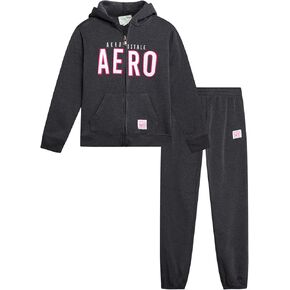 مجموعة Sweatsuit للبنات Aeropostale - 2 قطعة الصوف zip up hoodie و jogger sweatpants - مجموعة Activewear المريحة للفتيات (4-16)