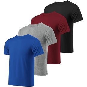 Resinta 4 Pack Boys Athletic T-Shirts Dry-Fit Wicking Short Sleeve T-Shirt Active Performance Sports Tees for Teen Youth Boys