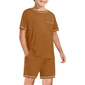 Haloumoning Boys Summer 2 Piece Outfits Kids Short Sleeve T-Shirt and Shorts Clothing Sets 5-14 Years