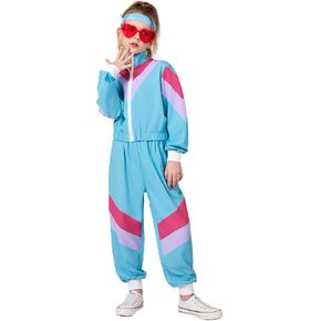 Cuteshower Kids 80s Tracksuit for Boys Girls Hip Hop Costume Retro Sportswear Windbreaker for Halloween Dance Outfit