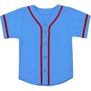 ealer BJK80 Series Kids Baseball Jersey Softball Jersey Button أسفل القمصان
