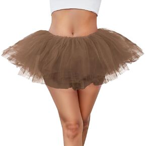 Women 5 Layers Tutu Fluffy Dance Ballet Bubble Skirt Puffy Elastic Tulle Short Skirts Halloween Christmas Costume