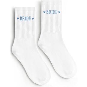 Etercycle Bride Socks, White Blue Bride To Be Something Blue Gift, Soft Cotton Bridal Socks For Women Engagement Wedding Bridesmaid Gifts Bachelorette Party Favor Honeymoon Essentials Decorations