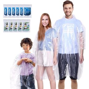 INNOCHEER Rain Ponchos Family Pack of 12, Disposable Emergency Raincoat for Kids and Adults Camping Hiking Outdoors