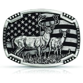 Montana Silversmiths Men يتطابق مع زوج Deer Buckle Silver Silver