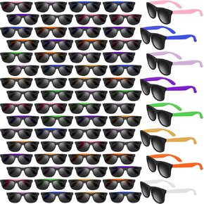 Elcoho 72 Pack Neon Sunglasses 80s Retro Style Sunglasses for Beach Pool Birthday Summer Party Supplies, 8 Neon Colors