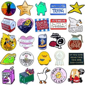 25PC Funny Enamel Pins Bulk Cute Fun Cool Button Brooch Lapel Pin Set Pack Meme Sarcastic Decorative Novelty For Backpack Bagpack Bags Hat Jacket Purse Vest Lanyard Adults Work Coworkers Gifts