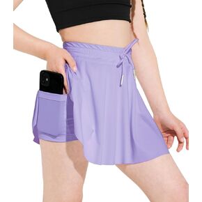 Girls Tennis Skirts Butterfly Flowy Golf Skorts Athletic School Kids Shorts with Pocket