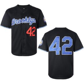 ZXCVB Men's Black Legend 42 Retro Baseball Jersey Patches Selecn Hipster Hip Hop Jersey