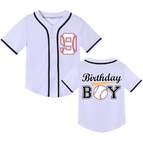 Kids Baseball Jersey Birthday Boy Shirt Birthday Outfit Personalized Sport Party Tee 7-10 Years Old