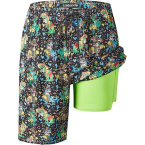 Mens Swim Trunks 9 Inch Inseam Stretch Board Shorts Built-in Quick Dry Swimwear Bathing Suits with Compression Liner in Kuwait