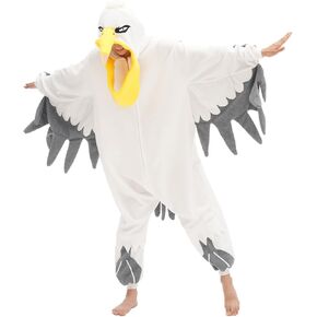 Pelican Onesie Adult White Bird Animal Pajamas Halloween Costume Cosplay Homewear Sleepwear For Women men
