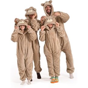 Bearhug Wearable Blanket Hoodie for Adult Soft Cozy Fleece Bear Costume Animal Onesies Pajamas Halloween Christmas Cosplay Costume for Parent L