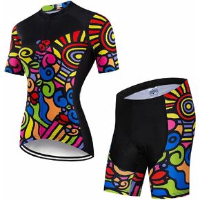 مجموعة ملابس ركوب الدراجات للسيدات قمصان دراجة قصيرة الأكمام قميص ركوب الدراجات التنفس مع شورتات مريلة مبطنة بالهلام in Kuwait