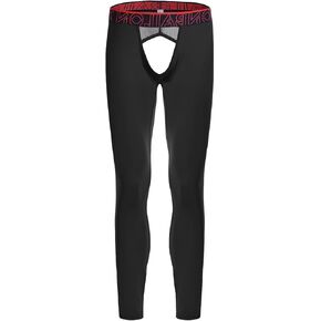 ZONBAILON Mens Thermal Underwear Front and Rear Openings Compression Pants Tights Winter Mens Base Layer Bottoms Leggings