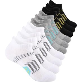 Comfoex 10 Pairs Girls Ankle Athletic Socks Cushioned Running Cotton Socks For 4-6 6-8 8-10 10-12 Years Old
