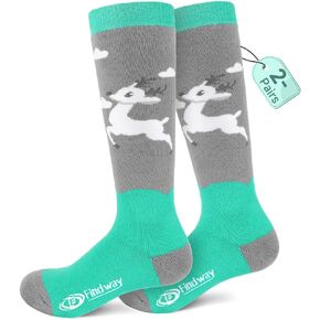 findway Kids Ski Socks, 2 Pairs Thermal Thick Warm Winter Cozy Socks for Skiing Snowboarding Boys Girls