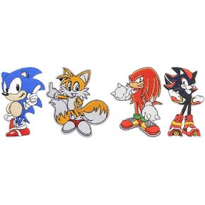 Sonics and Friends Tails Knuckles Shadow Characters 4 Inches Tall Set of 4 Embroidered Patches