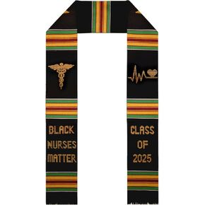 Black Nurse Matter Graduation Stoles, Black Kente Sash Embroidery Graduation, College Graduation Stoles, 2025 Nursing School Graduation Gifts