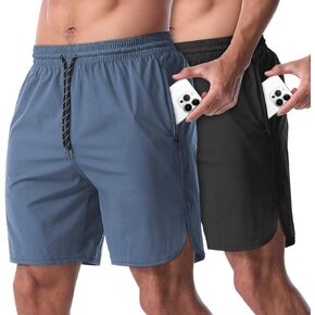 CANGHPGIN 2 Pack Men's Running Athletic Shorts 7'' Quick Dry Sports Gym Shorts with Pockets, Exercise Workout Shorts Men