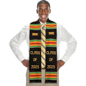 Kwabla's Men's Kente Stole Class of 2025 - Graduation Stole African American