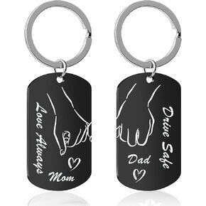 Keychain for Men Women Mom Dad, 2PCS Anniversary Presents for Parents, Drive Safe Keyring Suitable for Christmas, Birthday, Thanksgiving Day