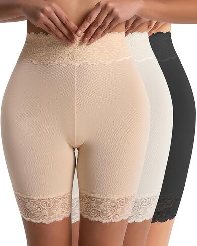 Women's Slip Shorts for Under Dresses Cooling Anti Chafing High Waisted Underwear,Seamless Lace Shorts Under Skirts in Kuwait
