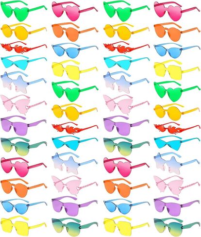 Matcheck 24/48 Mixed Style Rimless Sunglasses Retro Colored Party Glasses Funny Bachlor Pool Costume Accessories in Kuwait