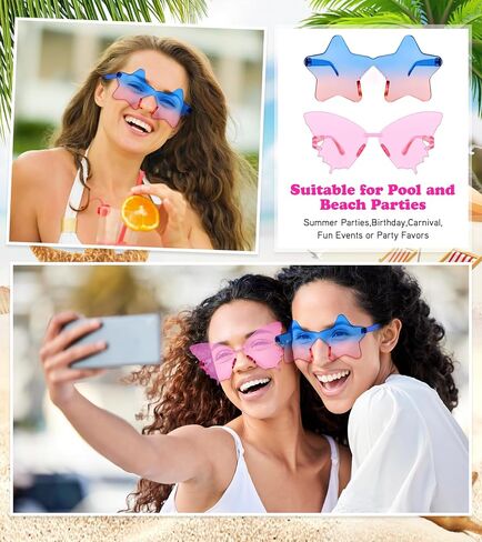 Matcheck 24/48 Mixed Style Rimless Sunglasses Retro Colored Party Glasses Funny Bachlor Pool Costume Accessories in Kuwait