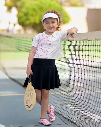Jastore Kids Girls Tennis Skirts Athletic Skorts Inner Shorts High Waisted Sports Golf Running Skirt in Saudi Arabia