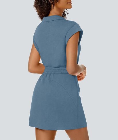 Womens Two Piece Skirt Sets Tennis Outfits Casual Cap Sleeve Lapel Shirt Summer Athletic Sport Short Skort Set in Saudi Arabia